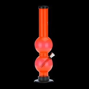 Orange Acrylic Straight Double Bubble Bong