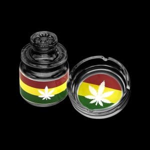 Rasta Hemp Leaf Ashtray and Stash Jar Set