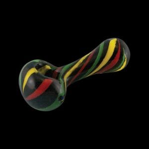 Spoon Pipe With Rasta Colored Stripes