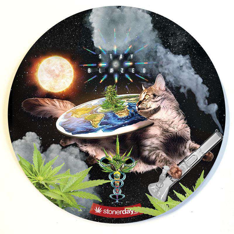 Stonerdays Round Dab Mats - Flat Earth Kitty