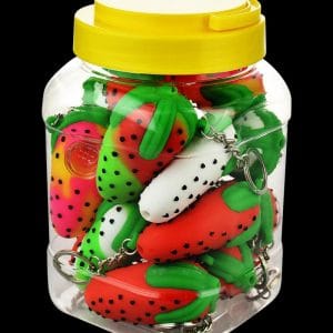 Strawberry Keychain Silicone Pipe - Bulk 15 Pack