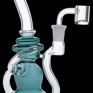 Teal Bent Neck Recycler Dab Rig