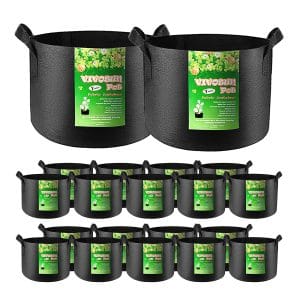 20-Pack 7 Gallon Grow Bags, Heavy Duty Thickened Nonwoven Fabric Pots with Handles for Flowers Fruits and Vegetables Black