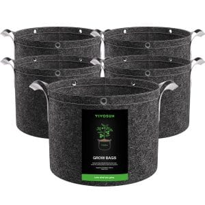3 Gallon Grow Bags 5-Pack Black Thickened Nonwoven Fabric Pots with Handles, Multi-Purpose Rings