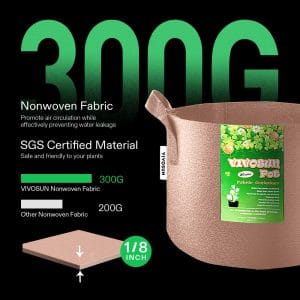 5-Pack 3 Gallons Grow Bags Heavy Duty Thickened Nonwoven Fabric Pots with Strap Handles Tan