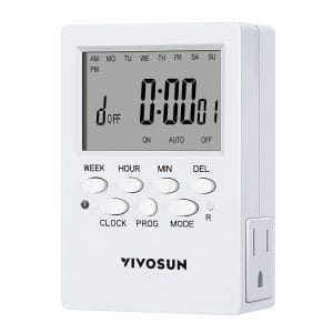7 Day Programmable Digital Timer with Dual Outlet, 20 On/Off UL Listed Heavy Duty Plug-in Outlet Timer with Countdown Setting, Indoor for Lamp, Fan, H
