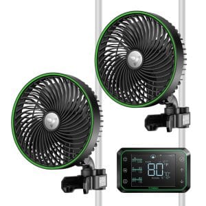 AeroWave E6 Clip-on Fan, EC Motor, Auto Oscillation Air Circulator For Grow Tent, 2 Pack, w/ GrowHub E42A Controller