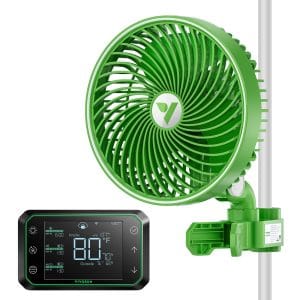 AeroWave E6 Clip-on Fan w/ GrowHub E42A Controller, EC Motor, Auto Oscillation Air Circulator For Grow Tent, Green
