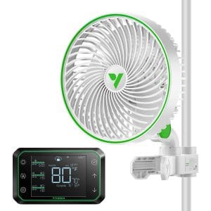 AeroWave E6 Clip-on Fan w/ GrowHub E42A Controller, EC Motor, Auto Oscillation Air Circulator For Grow Tent, White
