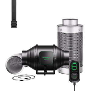 AeroZesh 4" Smart Inline Duct Fan Kit with Carbon Filter and Ducting