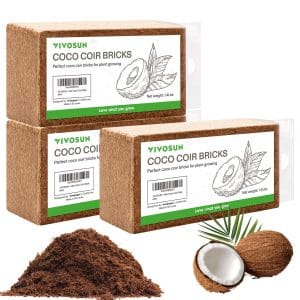 Coco Coir Brick, 1.4lbs 100% Natural Organic Compressed Coconut Coir Fiber with Low EC 3 Pack