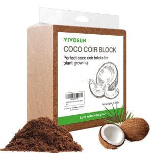 Coco Coir Brick, 11lbs 100% Natural Organic Compressed Coconut Coir Fiber with Low EC