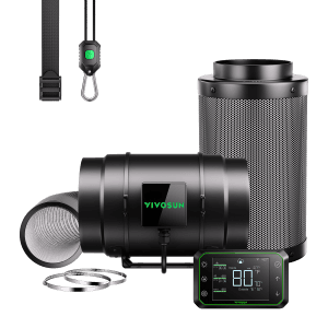 Smart Air Filtration Kit Pro 8¡å, AeroZesh G8 Inlne Fan with E42A Temp. Humidity WiFi Controller, Carbon Filter & Ducting Combo