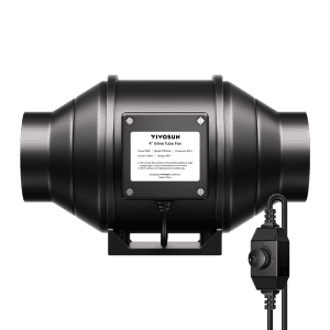 T4 4 Inch 190 CFM Inline Duct Ventilation Fan with Variable Speed Controller for Grow Tent