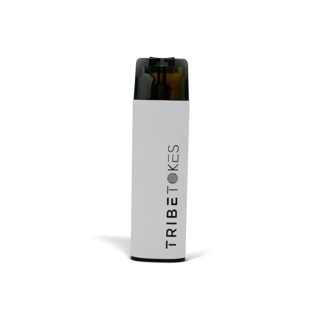 White vape pen with Tribetokes branding