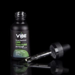 CBD tincture bottle with dropper