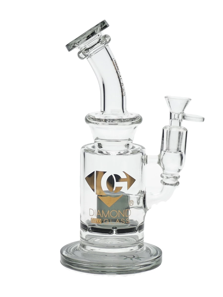 10" Chunk Colored Slit Perc Dab Rig by Diamond Glass