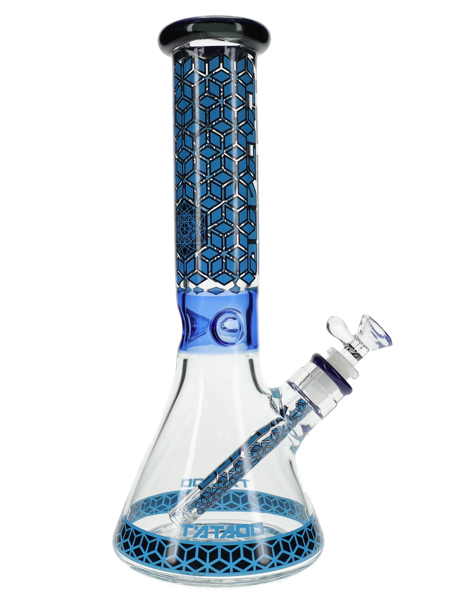 13" Dark Blue Pattern Beaker Water Pipe