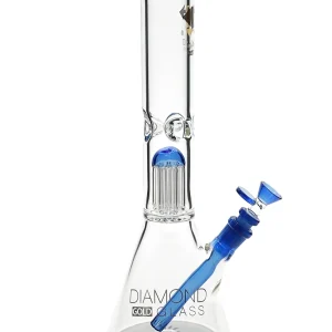 14" Crystal Weld Showerhead Perc Water Pipe by Diamond Glass