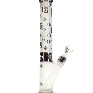 14" Sandblasted Crown With Logos Water Pipe by Diamond Glass