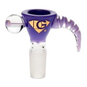 14mm Male Diamond Violet Glass Bowl with Horn Handle