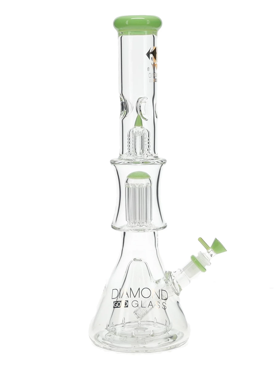 17" Levels Double Beaker Tree Perc Water Pipe by Diamond Glass