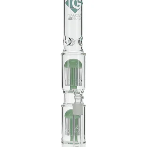 18" Jelly Double 10-Arm Tree Perc Water Pipe by Diamond Glass