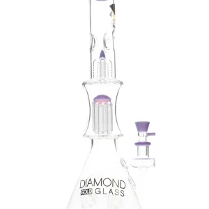18" Sea Mine Double Tree Perc Water Pipe by Diamond Glass