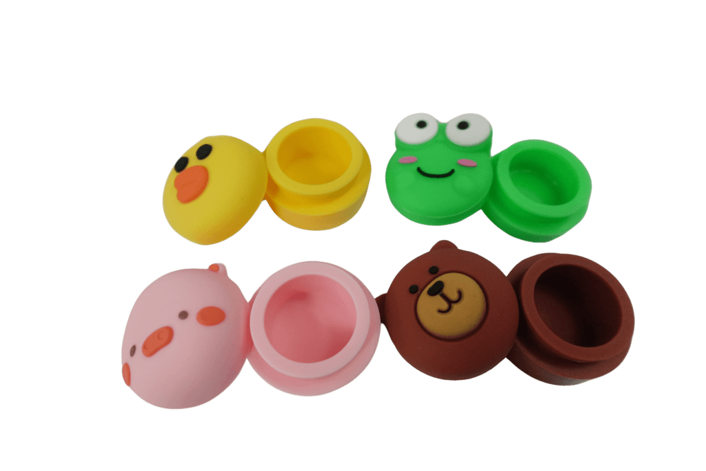 4 Piece Pack 4ml Assorted Cute Animal Silicone Wax Oil Concentrate Vaporizer Cream Container