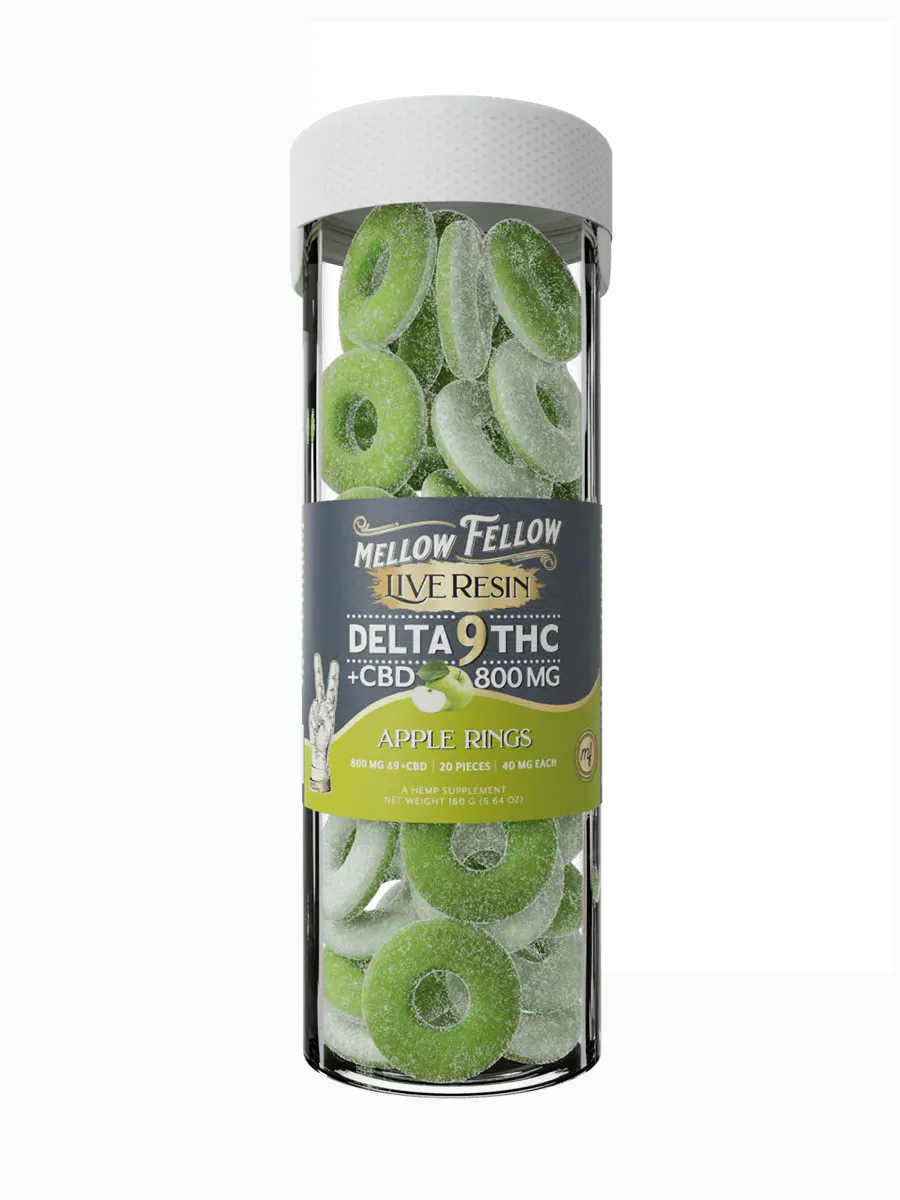 Apple Rings Mellow Fellow Live Resin Blend Delta 9 + CBD Gummies 800mg