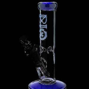 Bio Hazard Glass Straight Ice Bong With Color Accents