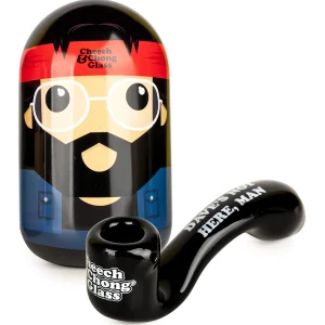 Cheech & Chong Glass Daves Not Here Man Sherlock Hand Pipe in Collectible Tin