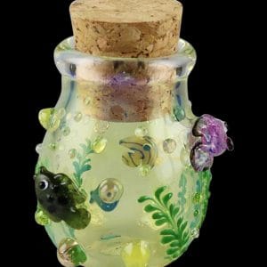 Fish Theme Handblown Glass Jar With a Cork Lid