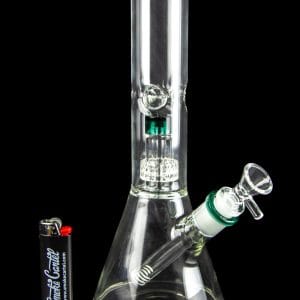 Glass Beaker Ice Bong with Drum Perc