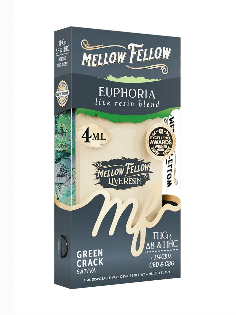 Green Crack Mellow Fellow Euphoria Live Resin Blend Disposable 4ml