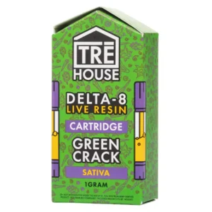 Green Crack Tre House Live Resin Delta 8 Cartridges 1G