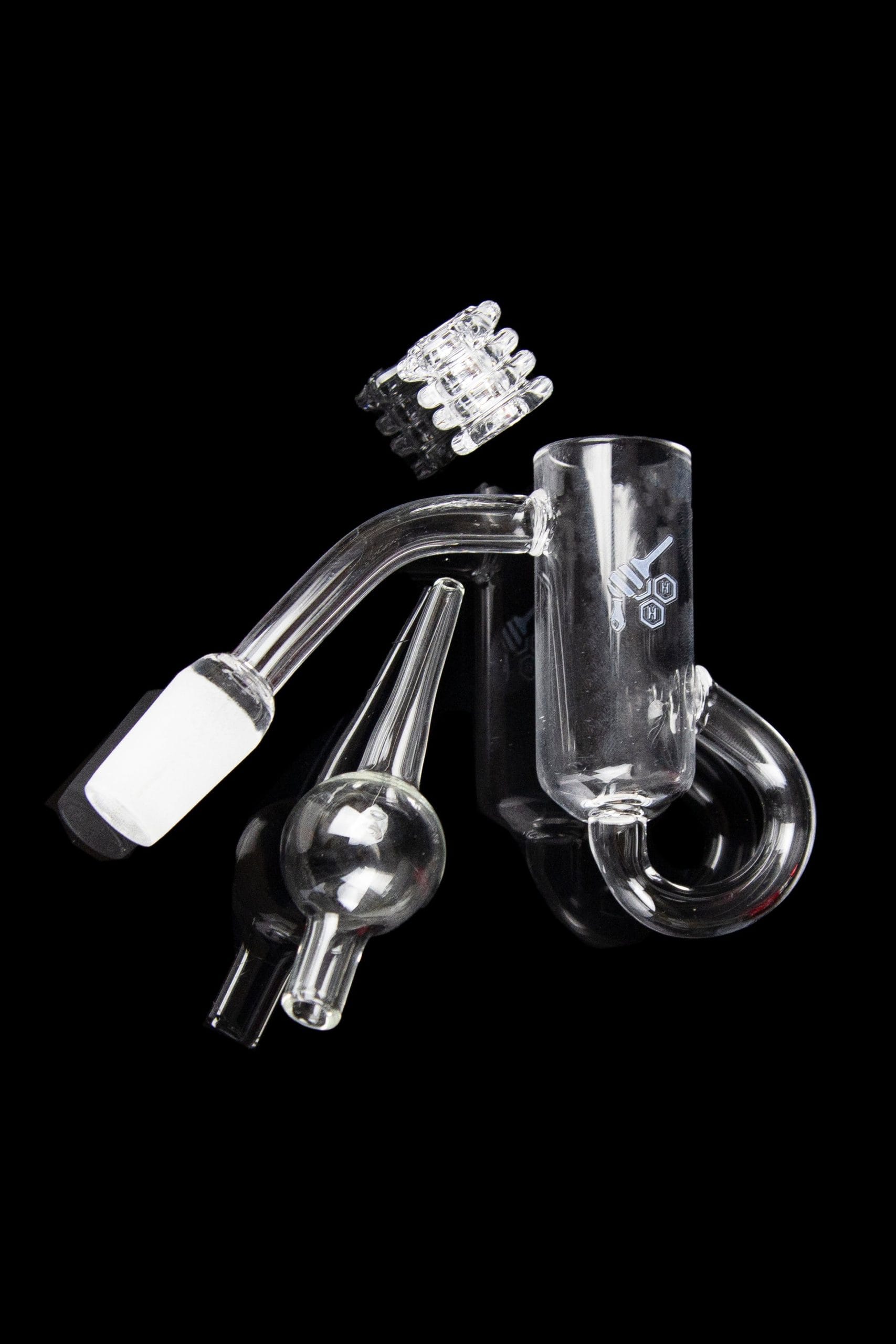 Honeybee Herb 45 Degree Honey Recycler Quartz Banger - Yellow Line