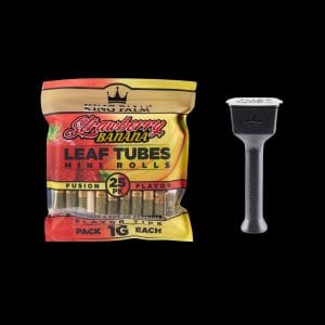 King Palm Mini Strawberry Banana Flavored Pre Roll Palm Leaf Tubes With Funnel - 25 Pack