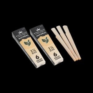King Palm Natural 1 1/4 Size Pre Rolled Hemp Cones - 2 Packs of 6