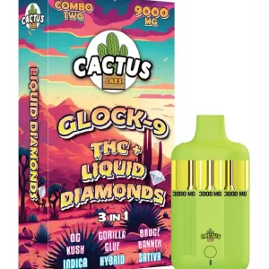 OG Kush | Gorilla Glue | Bruce Banner Cactus Labs Glock 9 THC + Liquid Diamonds 3in1 Vape 9000mg