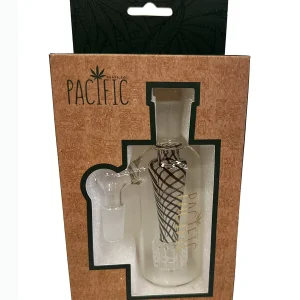 Pacific 14mm 90° Clear Glass Stripped Triangle With UFO Perc Ash Catcher