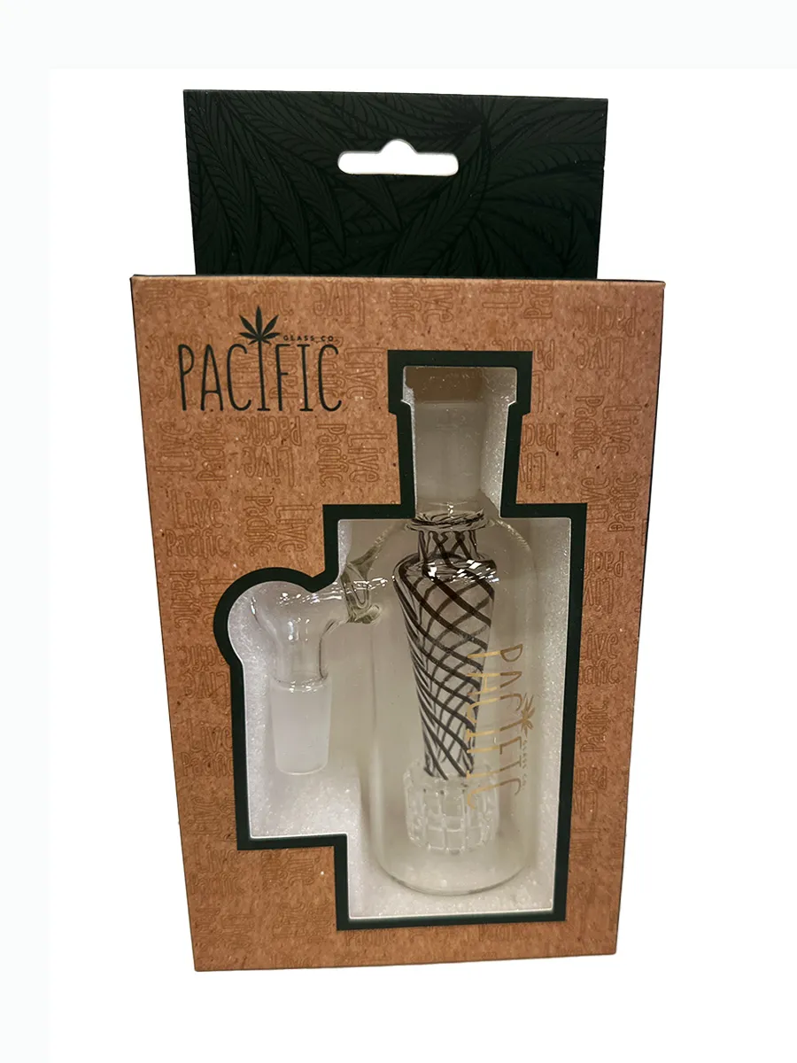 Pacific 14mm 90° Clear Glass Stripped Triangle With UFO Perc Ash Catcher