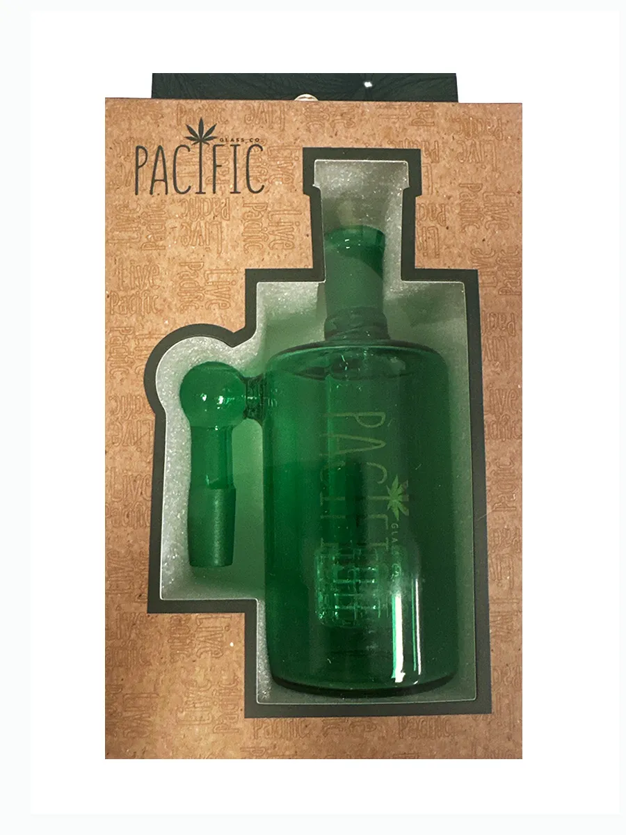 Pacific 90° Full Transparent Glass Colored Catcher With Double Perc Ash Catcher