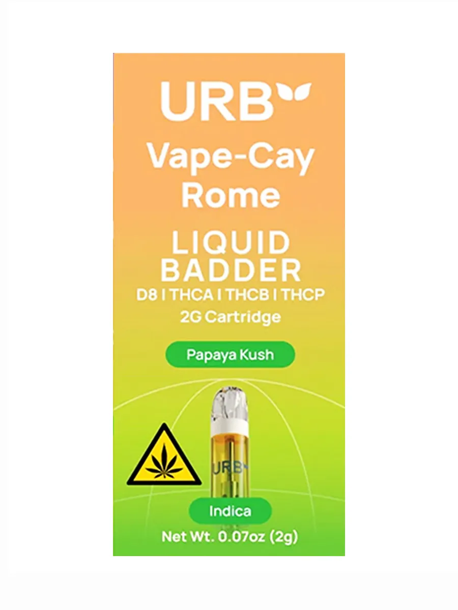 Papaya Kush URB Vape-Cay Rome Liquid Badder Cartridge 2G