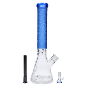 Patterned Printed w/ Coloured Tube Beaker - Milky Blue - 14 in.