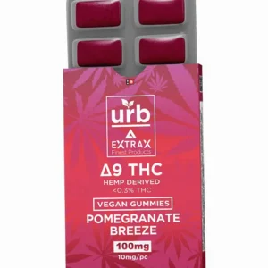 Pomegranate Breeze Urb x Delta Extrax Delta 9 THC Vegan Gummies 10ct 100mg