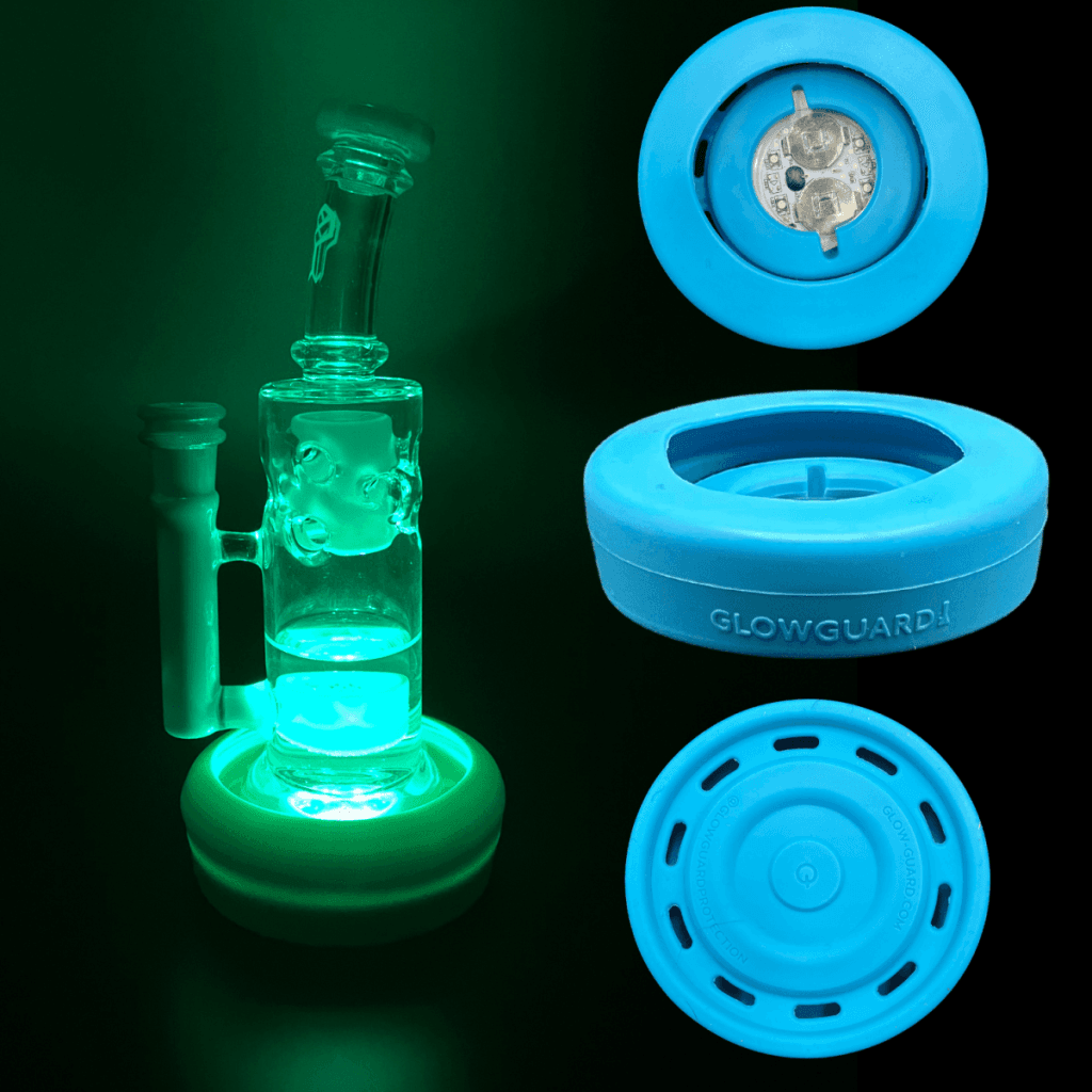 Replaceable Coin Battery Silicone Base Bumper 3in-4.25in Straight Tube + Beaker Sleeve - Blue