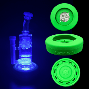 Replaceable Coin Battery Silicone Base Bumper 3in-4.25in Straight Tube + Beaker Sleeve - Green