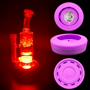 Replaceable Coin Battery Silicone Base Bumper 3in-4.25in Straight Tube + Beaker Sleeve - Purple