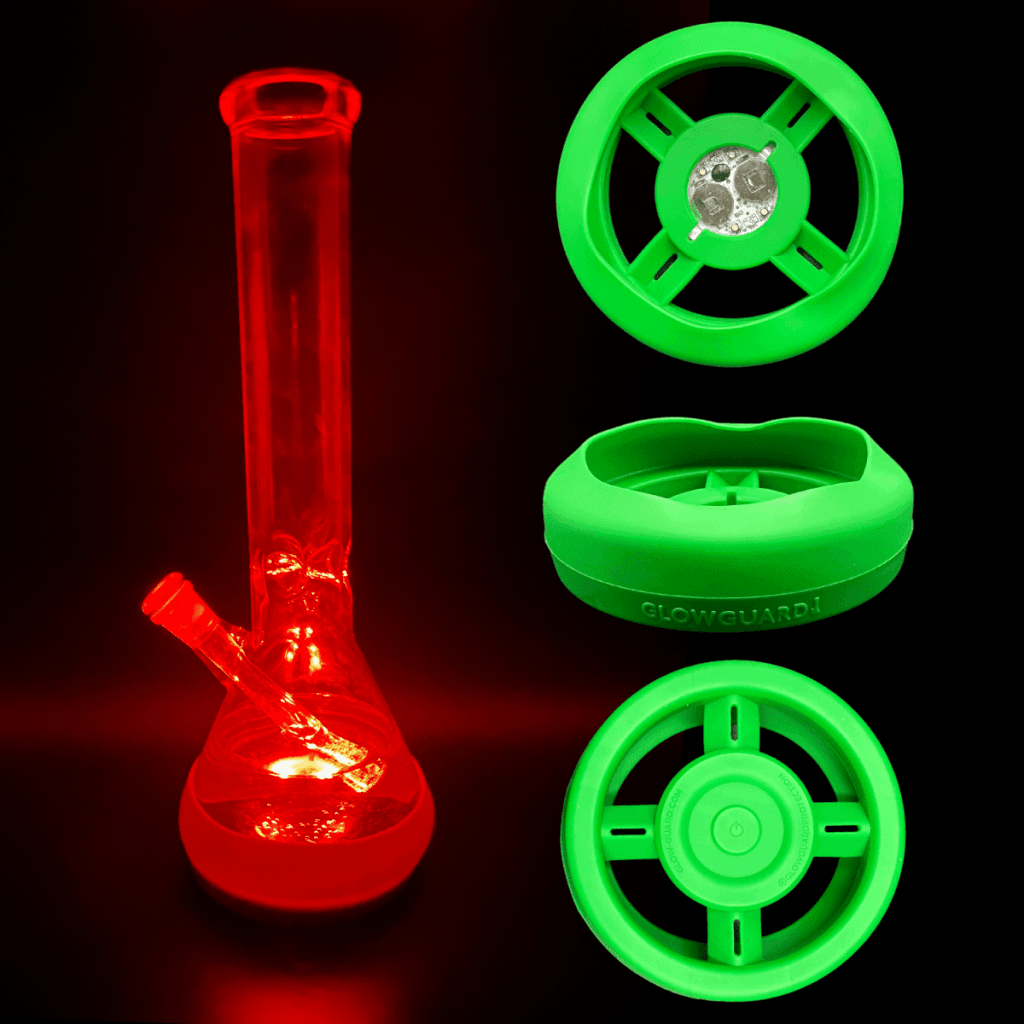 Replaceable Coin Battery Silicone Base Bumper 4.25in-6in Straight Tube + Beaker - Green